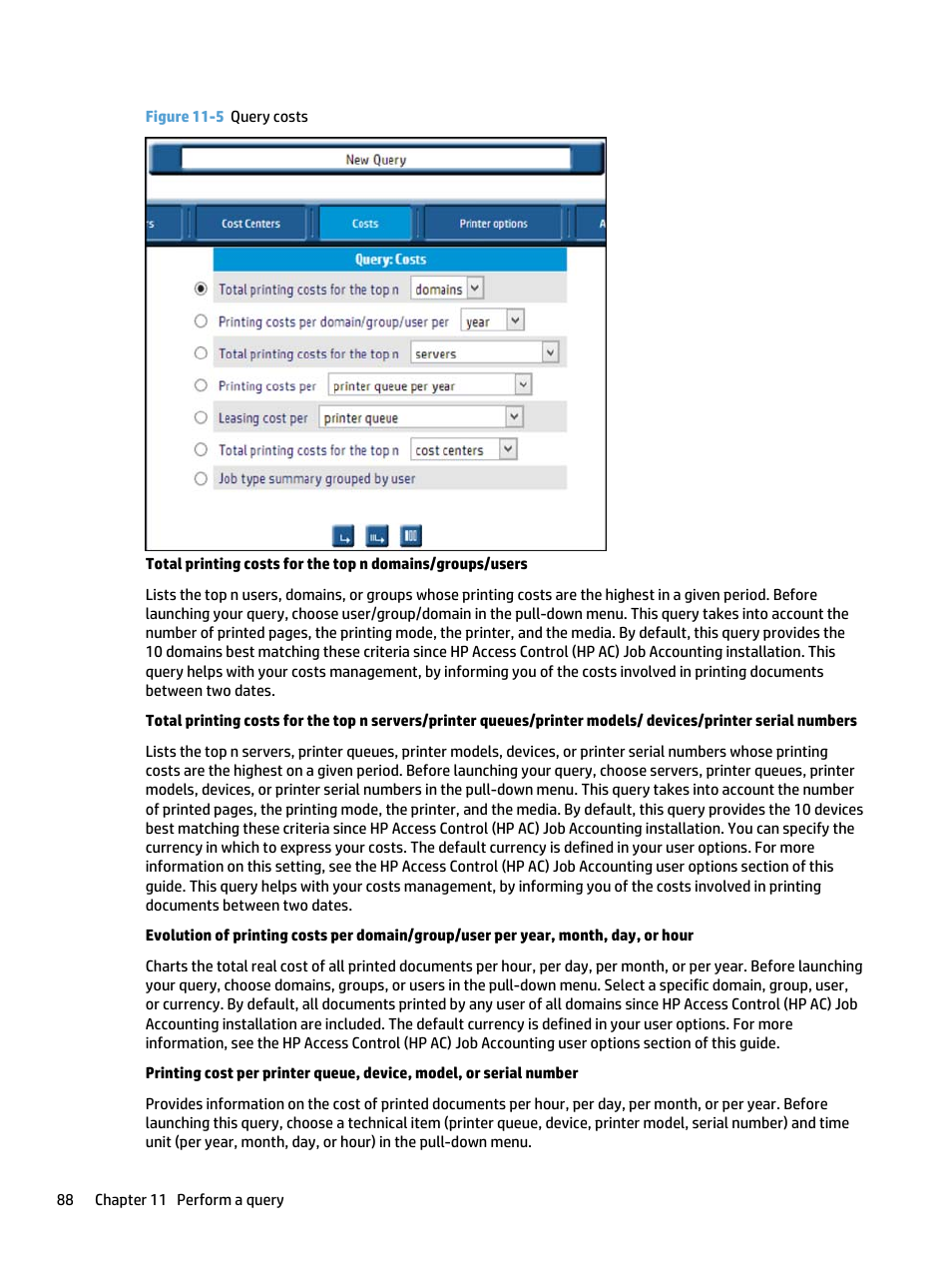 Figure 11-5 query costs | HP Access Control User Manual | Page 102 / 169