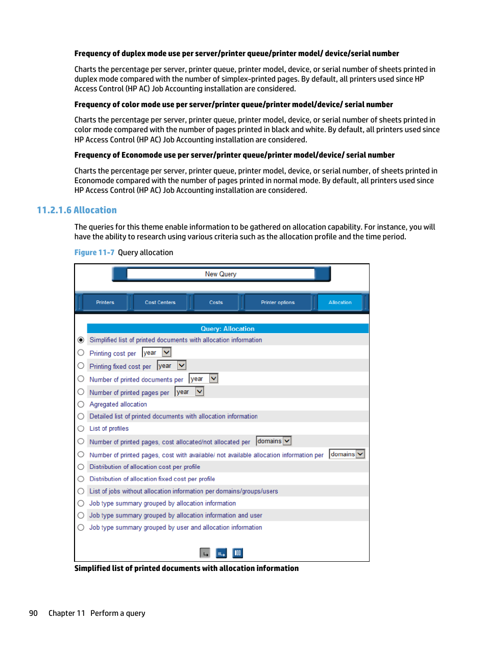 Allocation, 6 allocation, Figure 11-7 query allocation | HP Access Control User Manual | Page 104 / 169