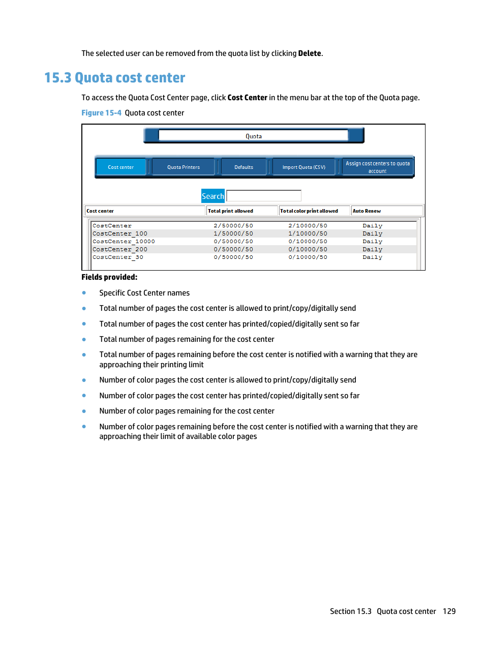 Quota cost center, 3 quota cost center, Figure 15-4 quota cost center | HP Access Control User Manual | Page 143 / 169