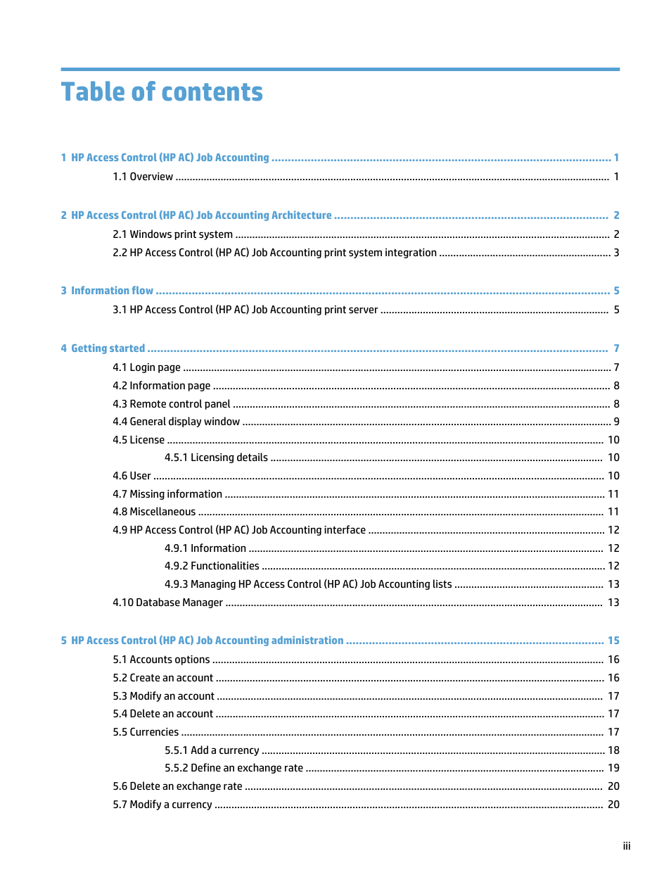 HP Access Control User Manual | Page 3 / 169