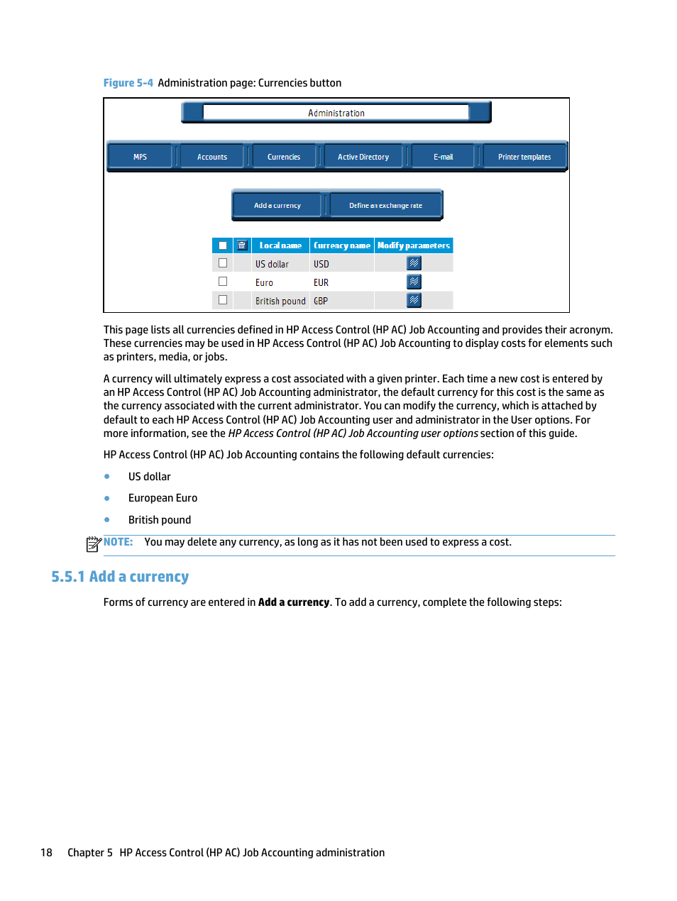 Add a currency, 1 add a currency | HP Access Control User Manual | Page 32 / 169