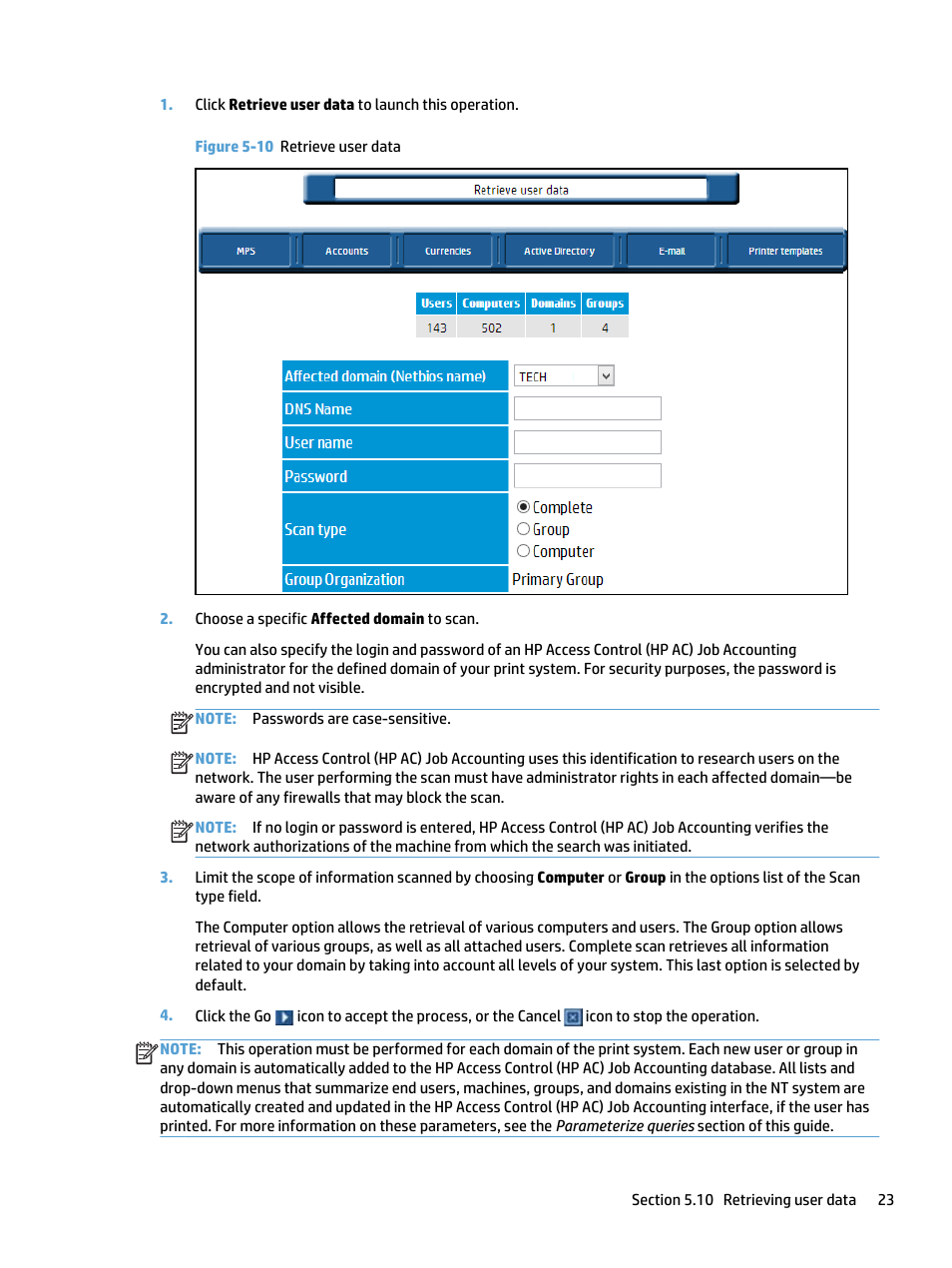 Figure 5-10 retrieve user data | HP Access Control User Manual | Page 37 / 169