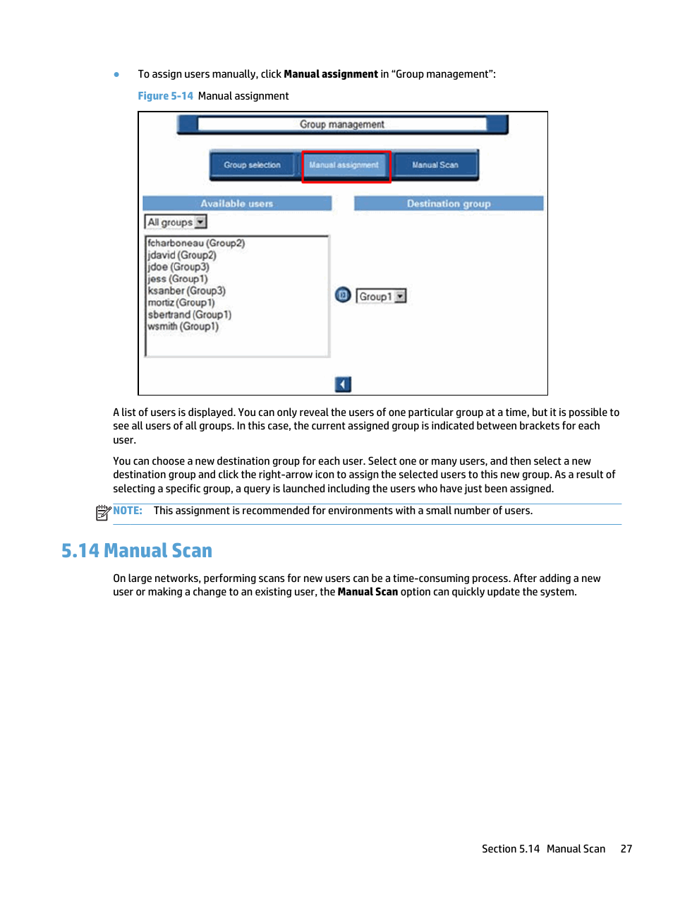 Manual scan, 14 manual scan, Figure 5-14 manual assignment | HP Access Control User Manual | Page 41 / 169