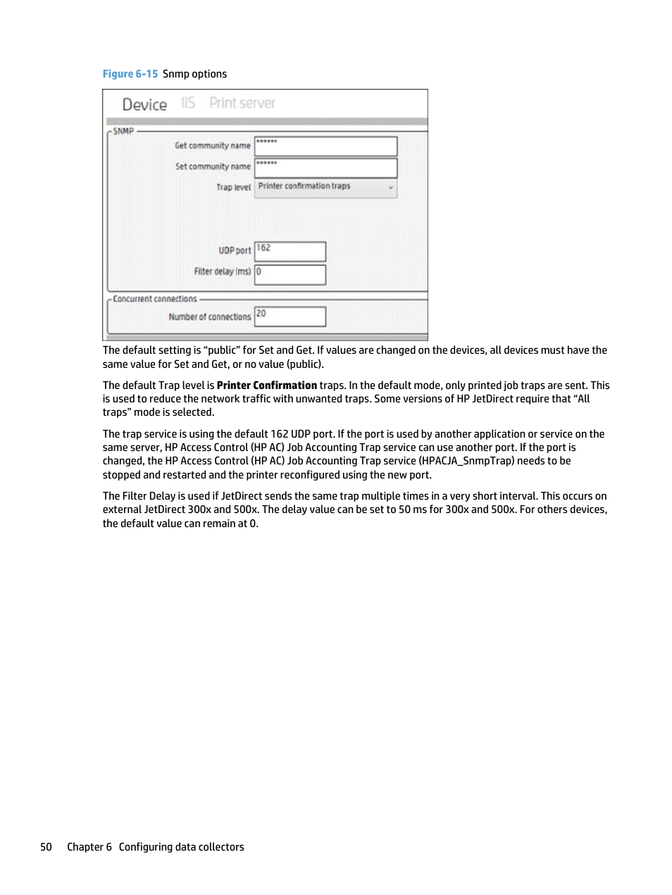 Figure 6-15 snmp options | HP Access Control User Manual | Page 64 / 169