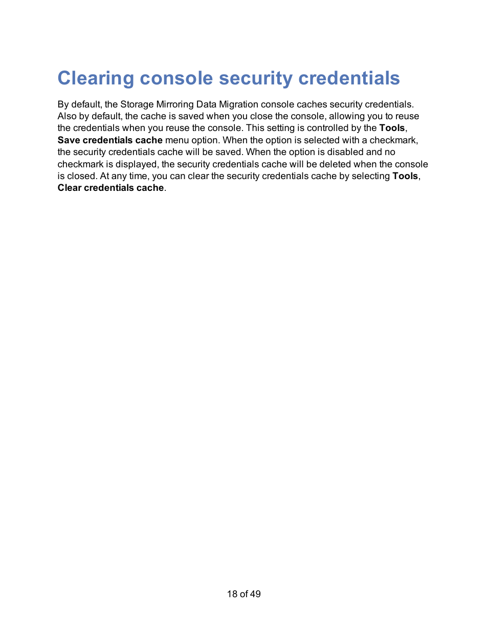 Clearing console security credentials | HP Storage Mirroring V5 Software User Manual | Page 18 / 49