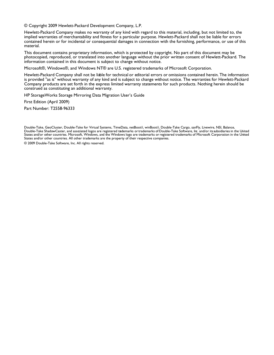 HP Storage Mirroring V5 Software User Manual | Page 2 / 49