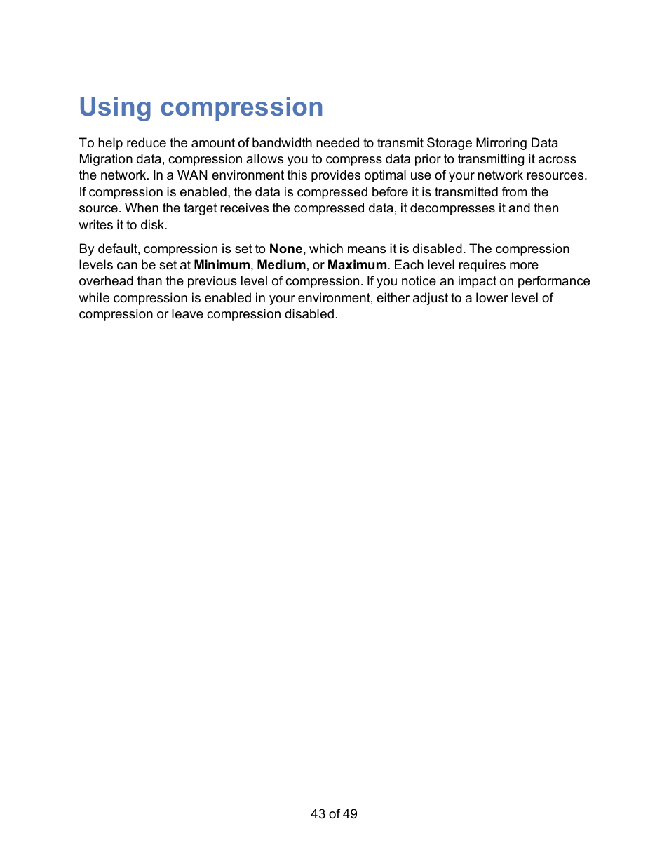 Using compression | HP Storage Mirroring V5 Software User Manual | Page 43 / 49