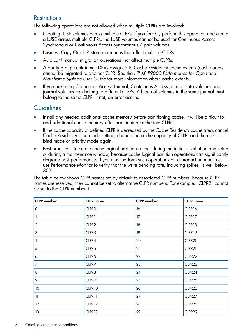 Restrictions, Guidelines | HP XP P9500 Storage User Manual | Page 8 / 22