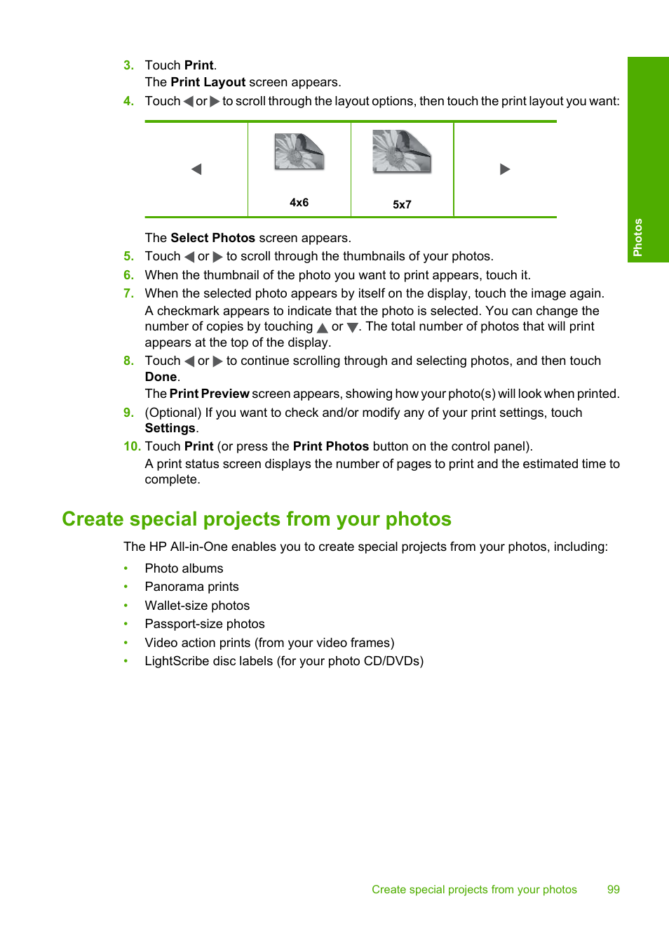 Create special projects from your photos | HP Photosmart C8180 All-in-One Printer User Manual | Page 100 / 235