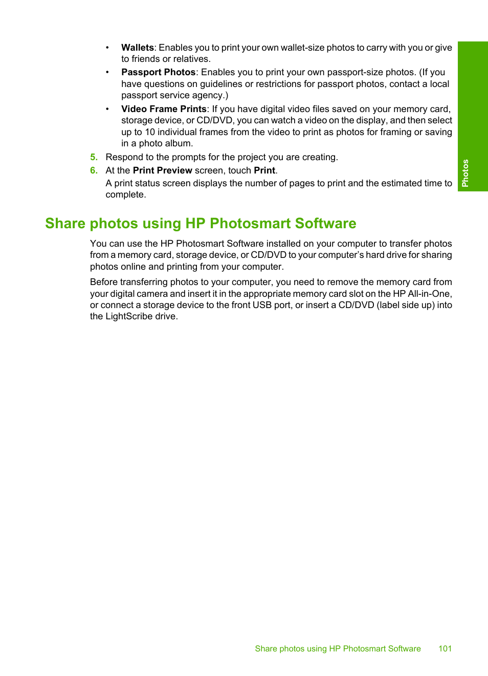 Share photos using hp photosmart software | HP Photosmart C8180 All-in-One Printer User Manual | Page 102 / 235