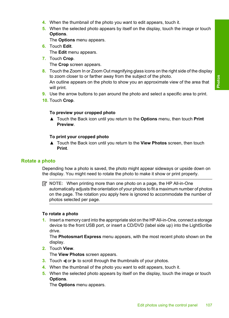 Rotate a photo | HP Photosmart C8180 All-in-One Printer User Manual | Page 108 / 235