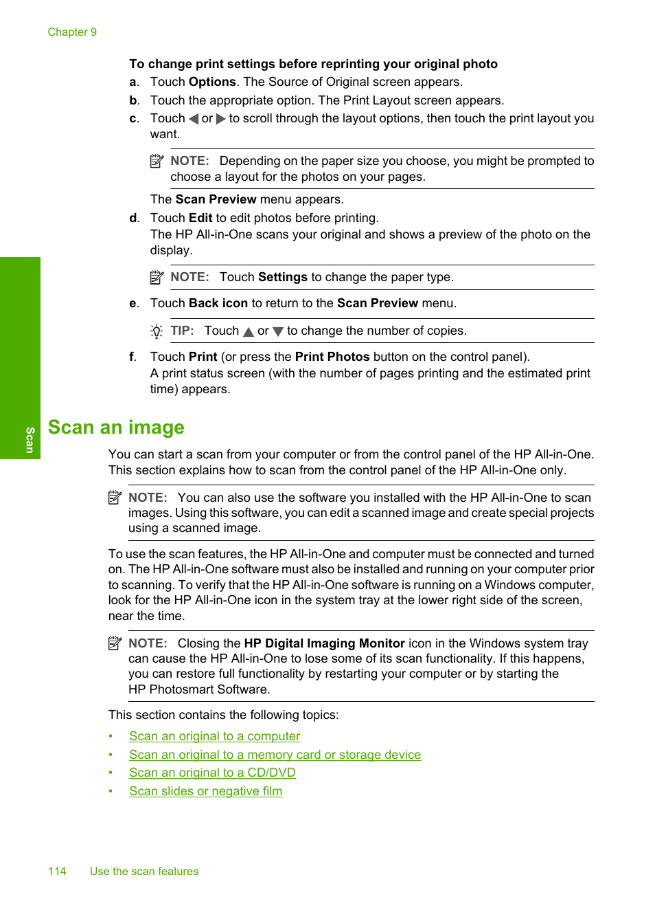 Scan an image | HP Photosmart C8180 All-in-One Printer User Manual | Page 115 / 235