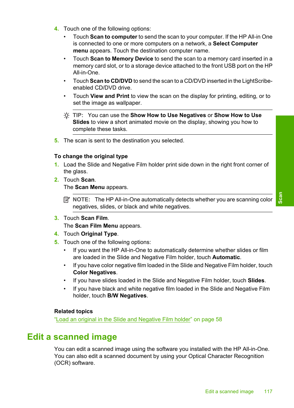 Edit a scanned image | HP Photosmart C8180 All-in-One Printer User Manual | Page 118 / 235
