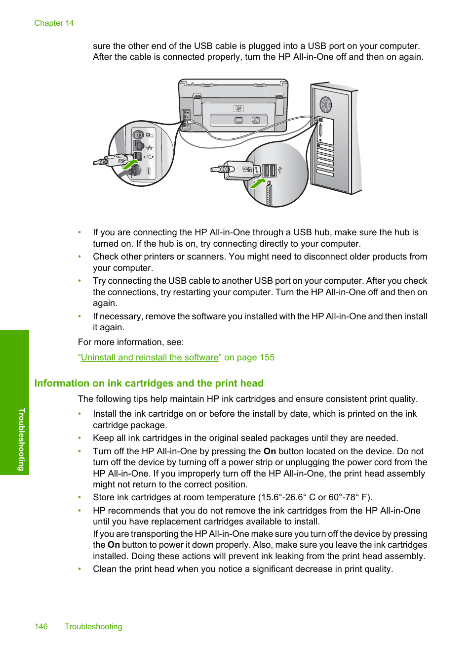 Information on ink cartridges and the print head | HP Photosmart C8180 All-in-One Printer User Manual | Page 147 / 235