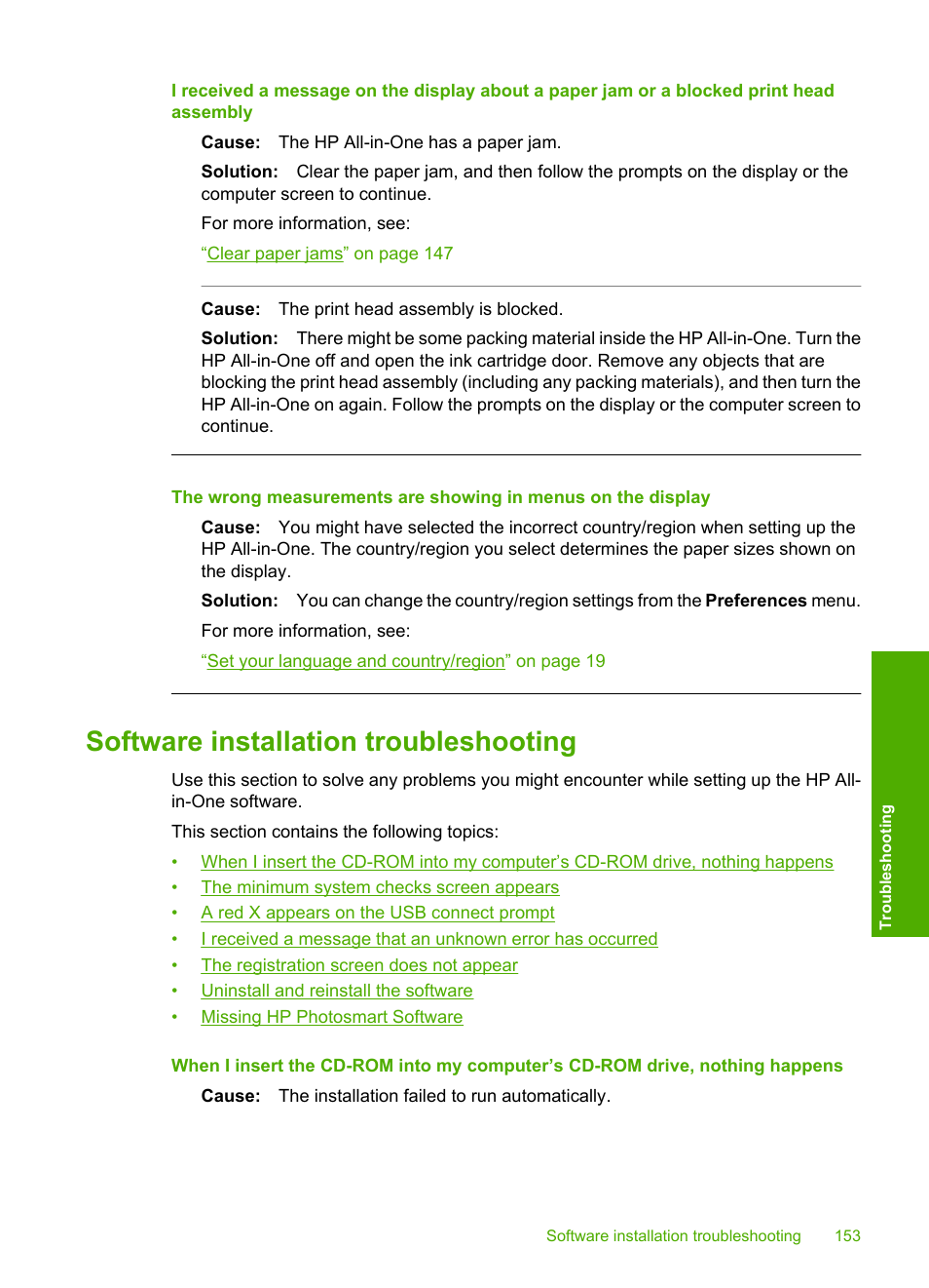 Software installation troubleshooting, Uninstall and reinstall the software | HP Photosmart C8180 All-in-One Printer User Manual | Page 154 / 235