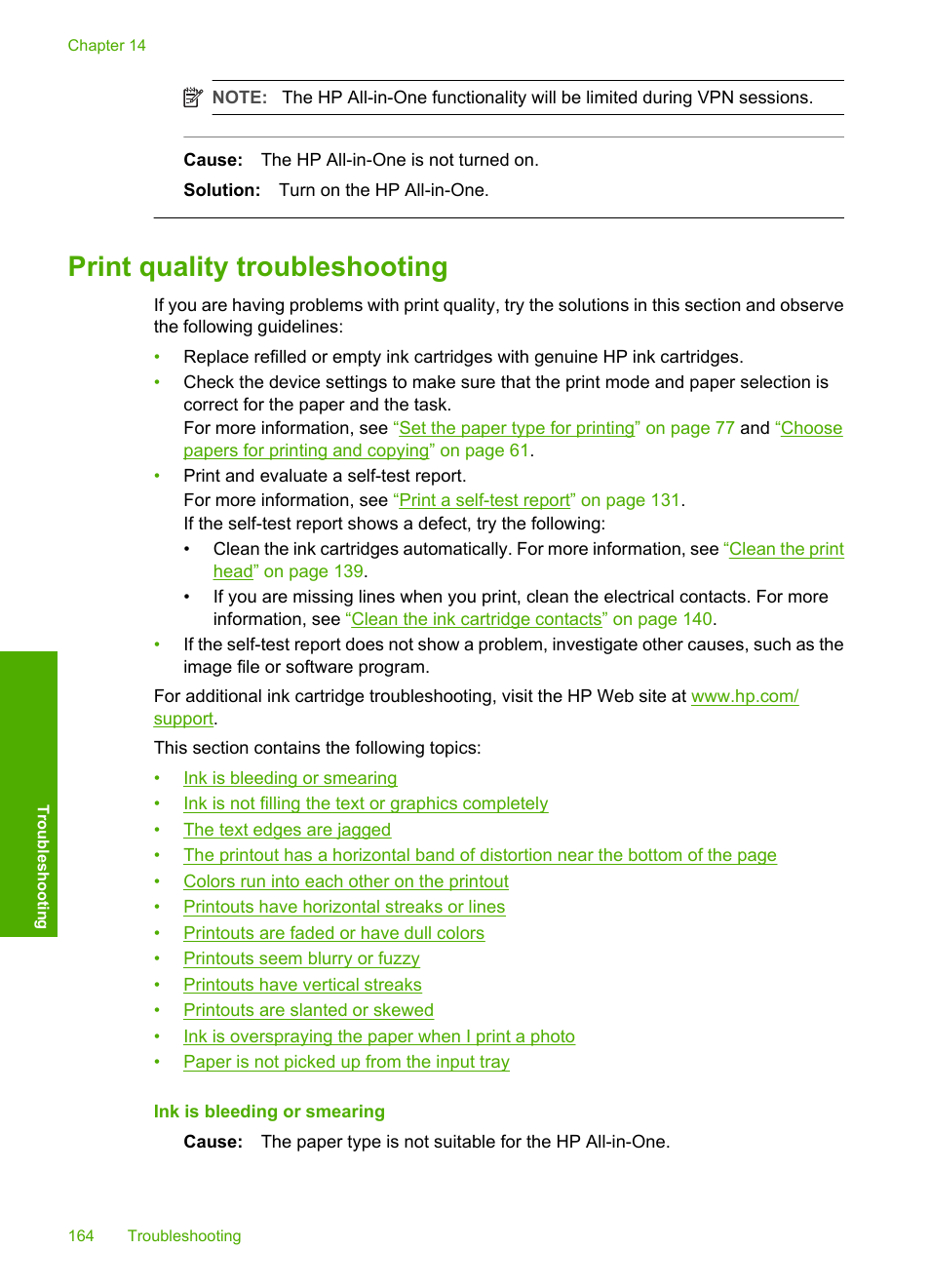 Print quality troubleshooting | HP Photosmart C8180 All-in-One Printer User Manual | Page 165 / 235