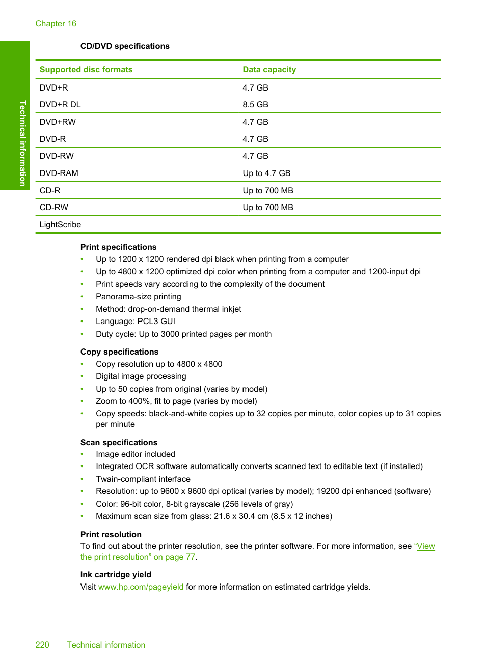 HP Photosmart C8180 All-in-One Printer User Manual | Page 221 / 235