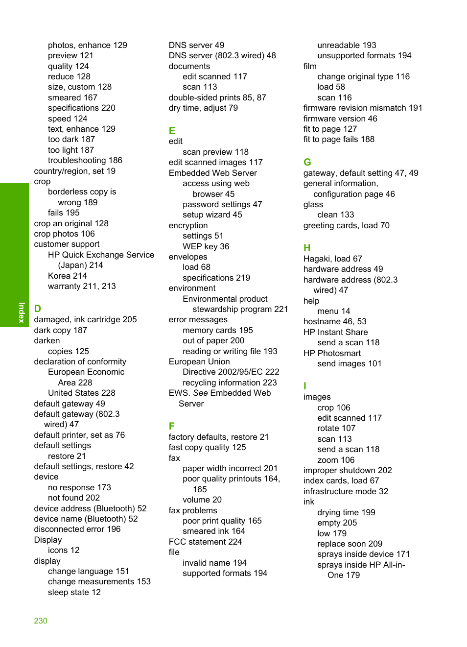 HP Photosmart C8180 All-in-One Printer User Manual | Page 231 / 235