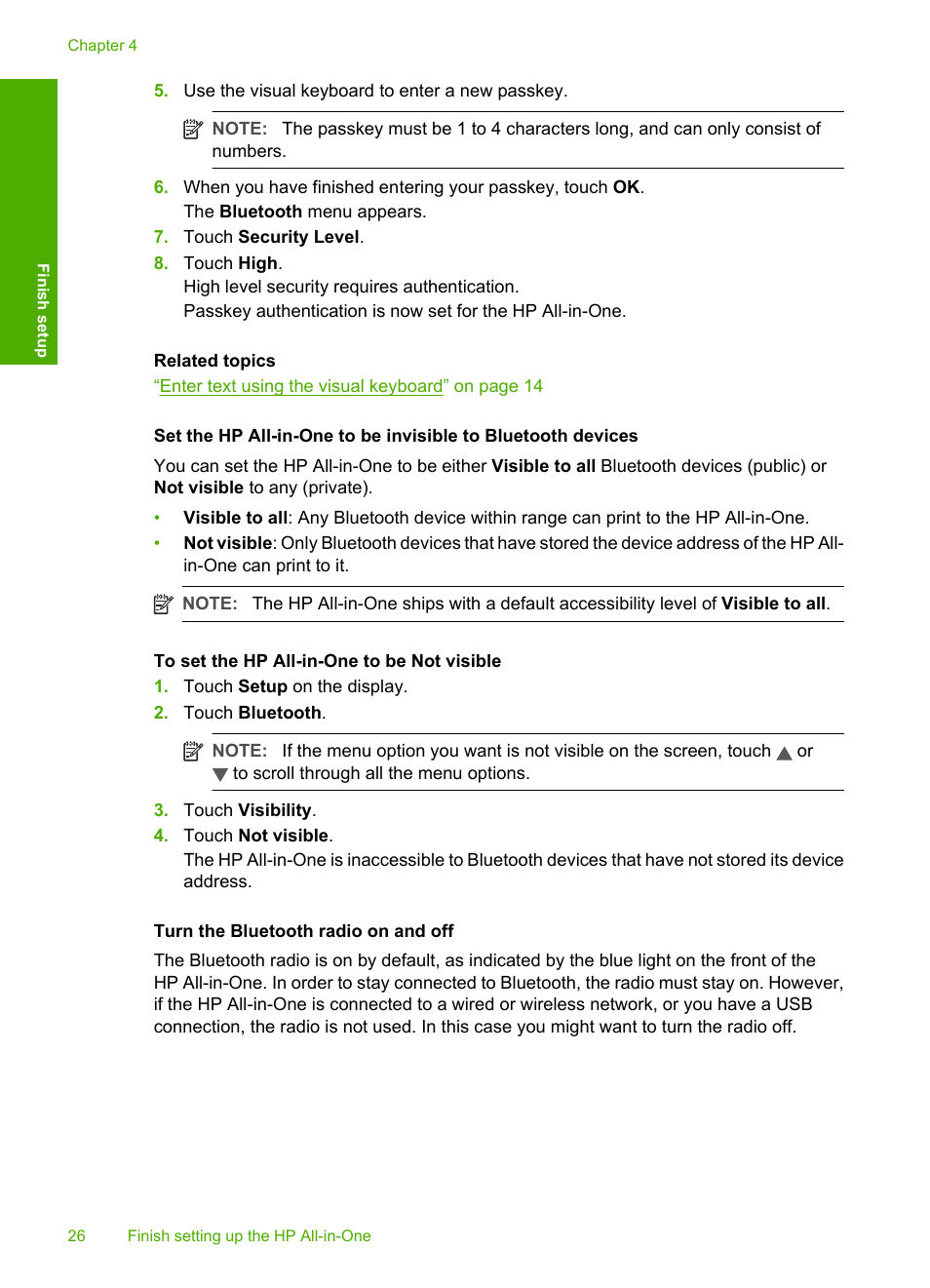 Turn the bluetooth radio on and off | HP Photosmart C8180 All-in-One Printer User Manual | Page 27 / 235