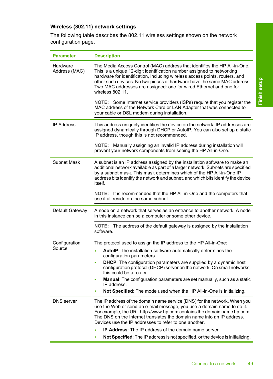 Wireless (802.11) network settings | HP Photosmart C8180 All-in-One Printer User Manual | Page 50 / 235