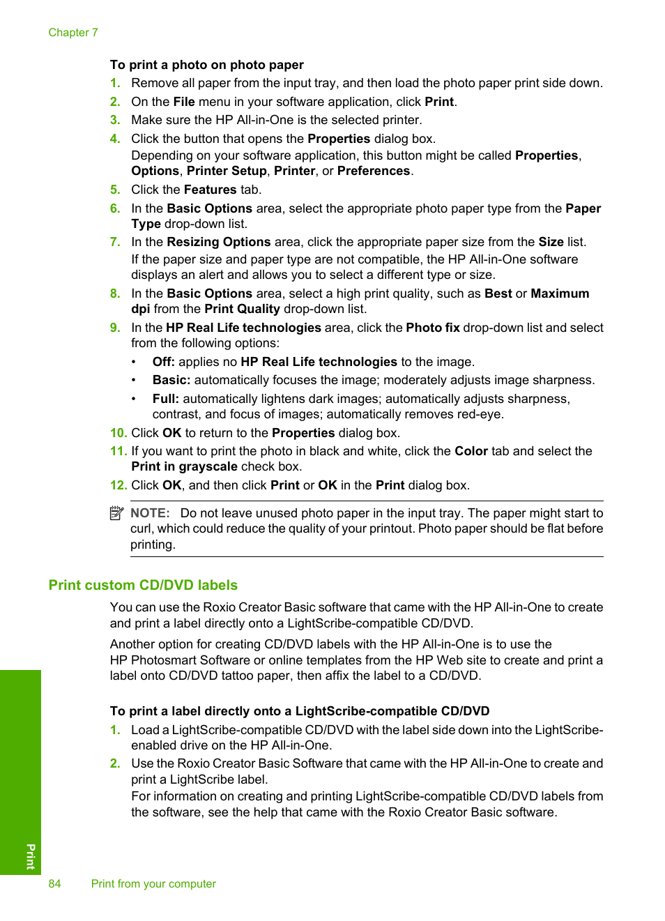 Print custom cd/dvd labels | HP Photosmart C8180 All-in-One Printer User Manual | Page 85 / 235