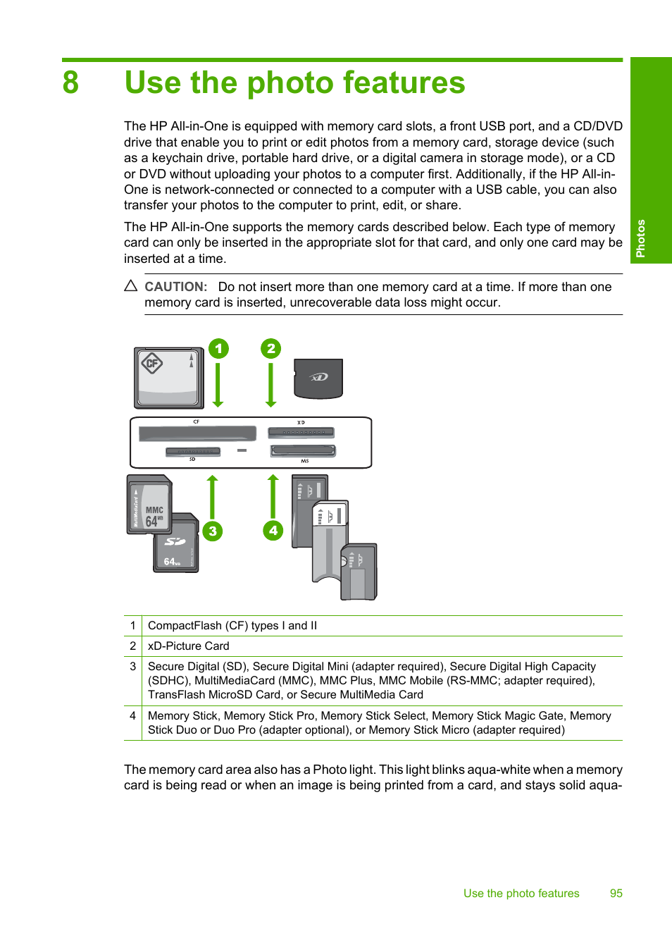Use the photo features, 8 use the photo features, 8use the photo features | HP Photosmart C8180 All-in-One Printer User Manual | Page 96 / 235