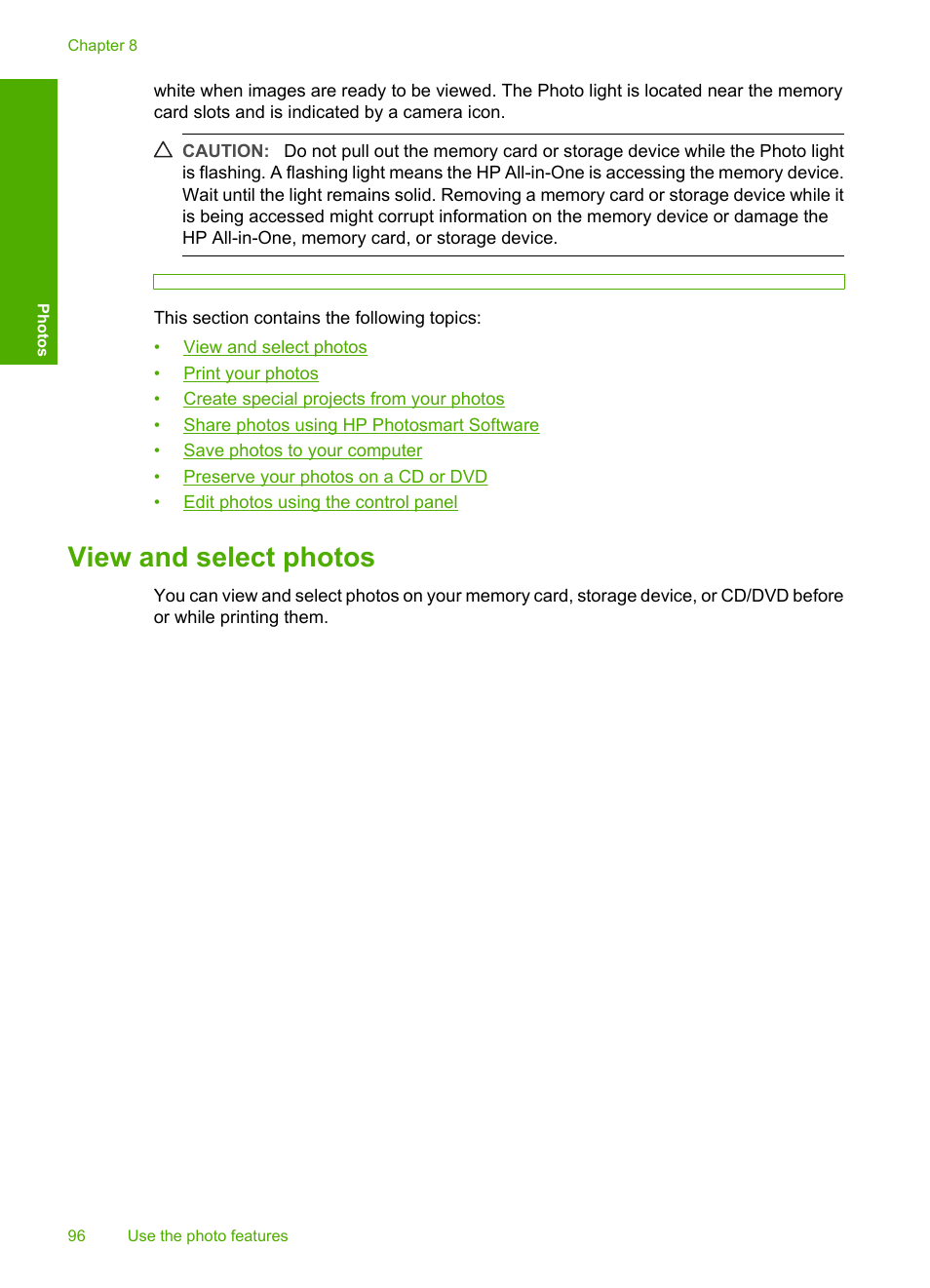 View and select photos | HP Photosmart C8180 All-in-One Printer User Manual | Page 97 / 235