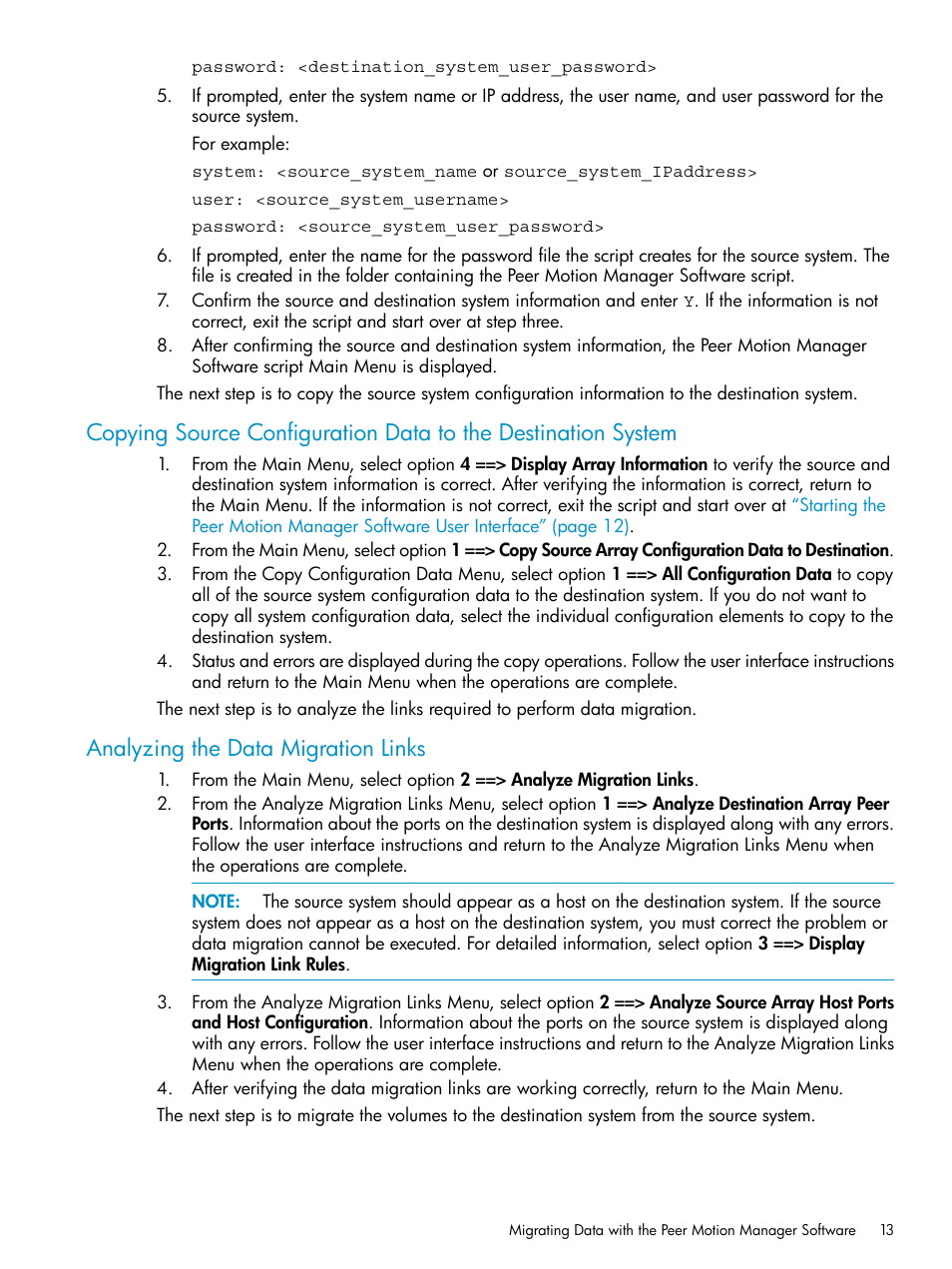 Analyzing the data migration links | HP 3PAR Operating System Software User Manual | Page 13 / 20