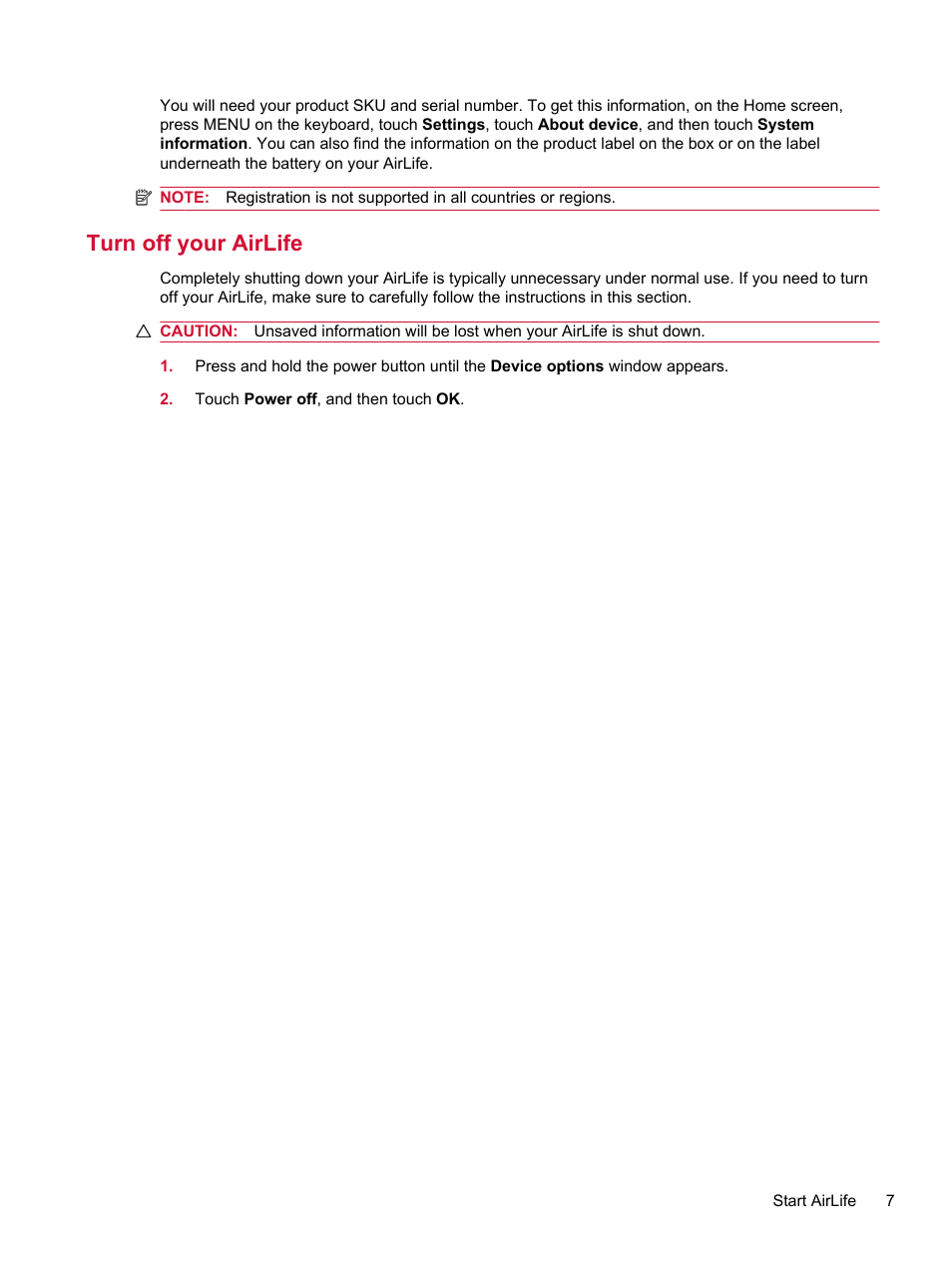 Turn off your airlife | HP Compaq AirLife 100 series User Manual | Page 15 / 117