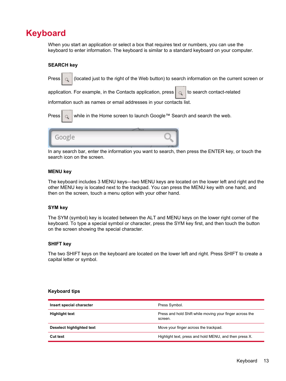 Keyboard | HP Compaq AirLife 100 series User Manual | Page 21 / 117