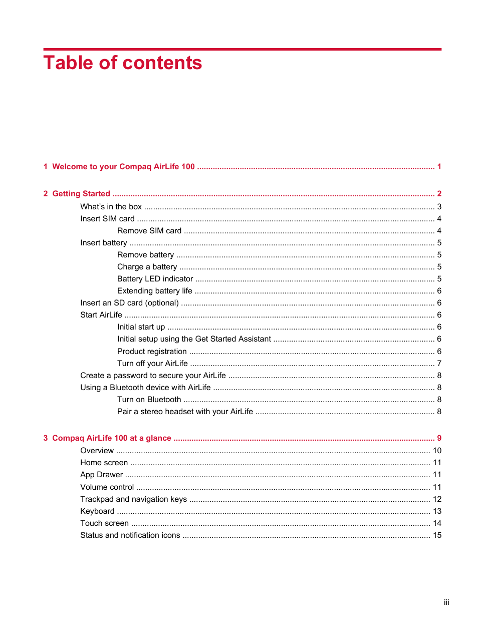 HP Compaq AirLife 100 series User Manual | Page 3 / 117