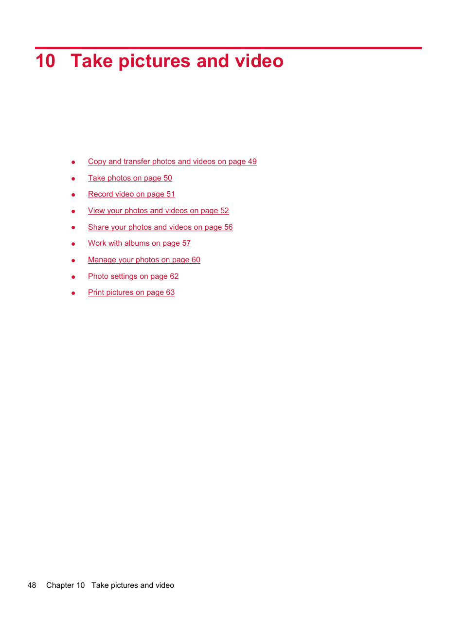 Take pictures and video, 10 take pictures and video | HP Compaq AirLife 100 series User Manual | Page 56 / 117