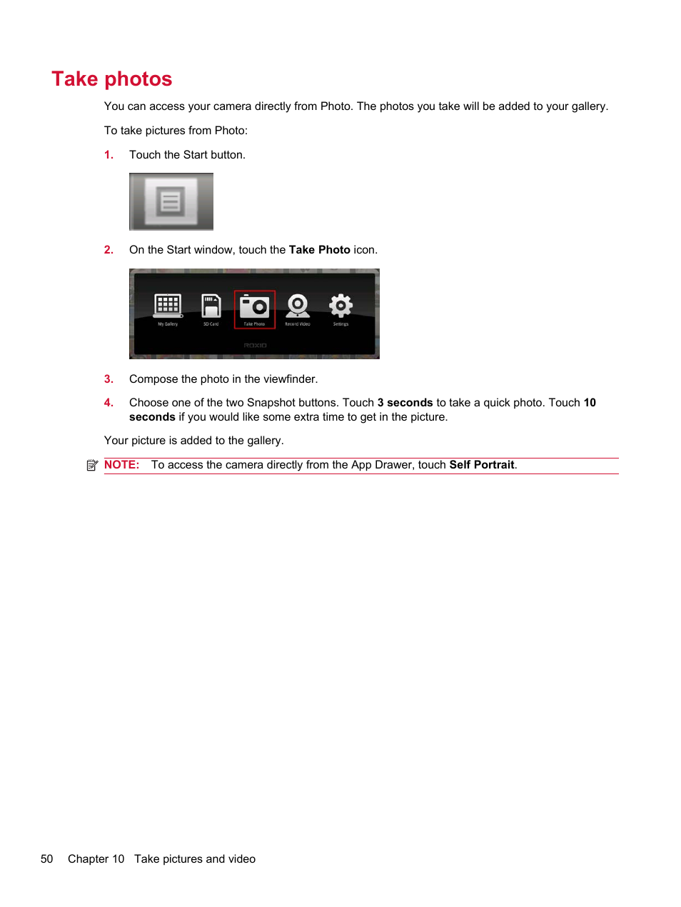 Take photos | HP Compaq AirLife 100 series User Manual | Page 58 / 117