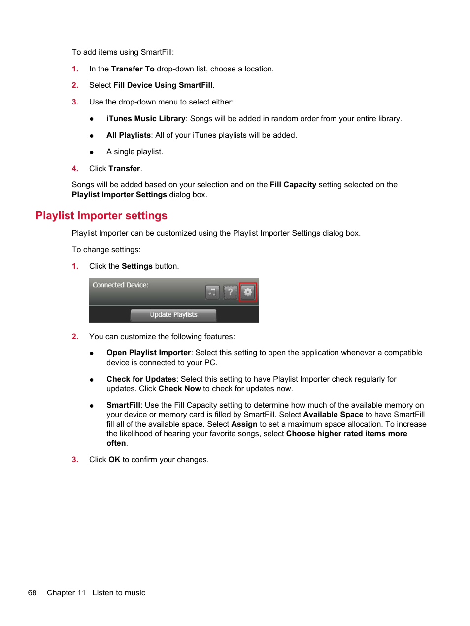Playlist importer settings | HP Compaq AirLife 100 series User Manual | Page 76 / 117