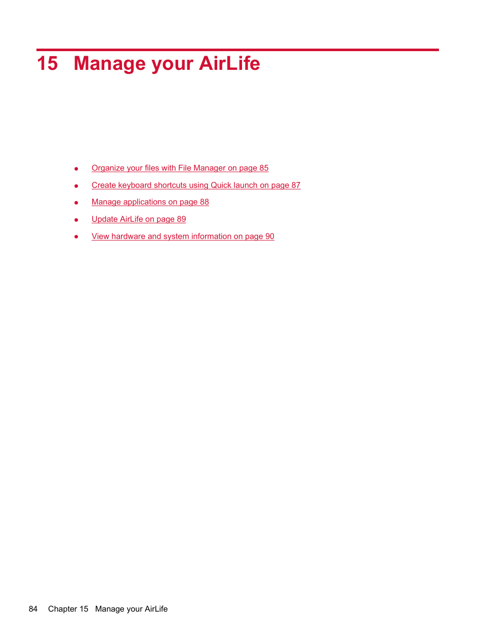 Manage your airlife, 15 manage your airlife | HP Compaq AirLife 100 series User Manual | Page 92 / 117