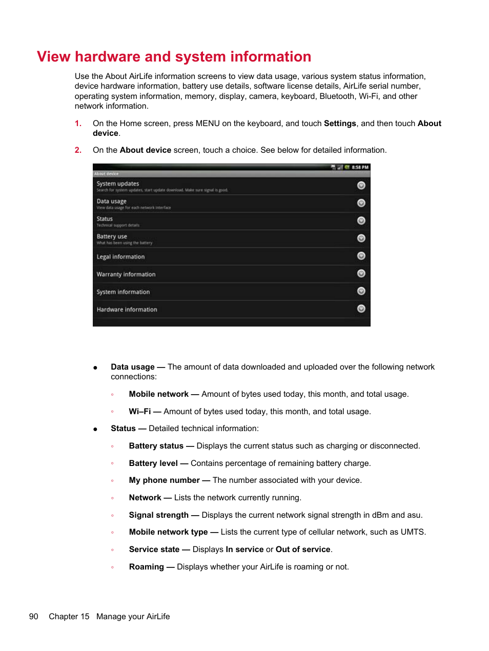 View hardware and system information | HP Compaq AirLife 100 series User Manual | Page 98 / 117