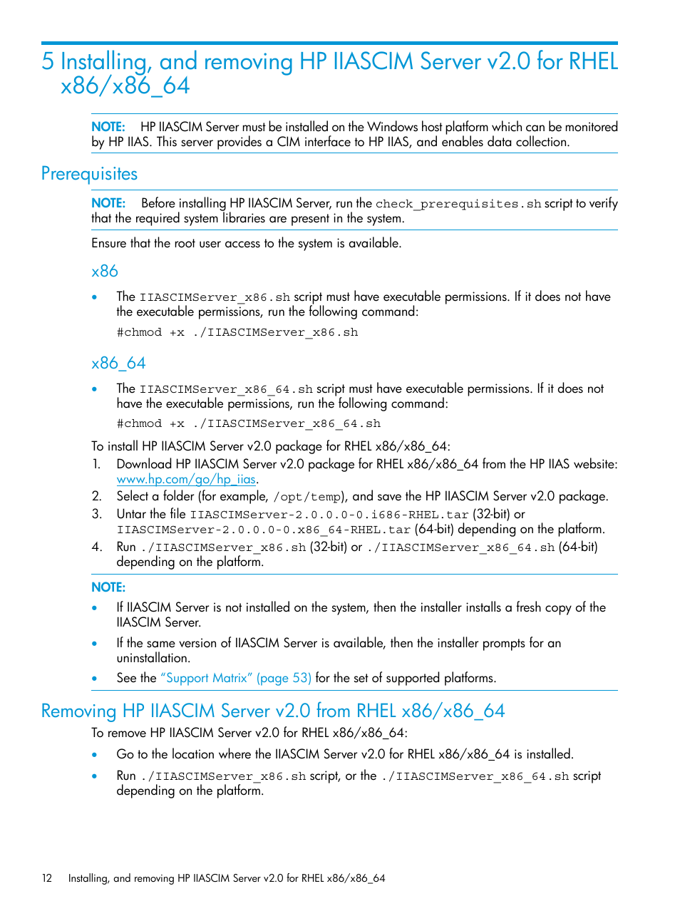 Prerequisites, X86_64 | HP Intelligent Infrastructure Analyzer Software User Manual | Page 12 / 63