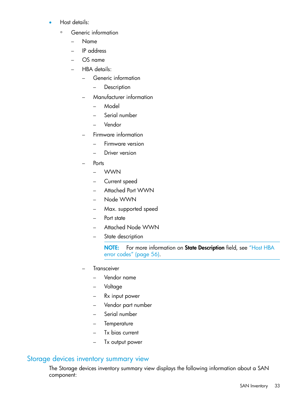 Storage devices inventory summary view | HP Intelligent Infrastructure Analyzer Software User Manual | Page 33 / 63