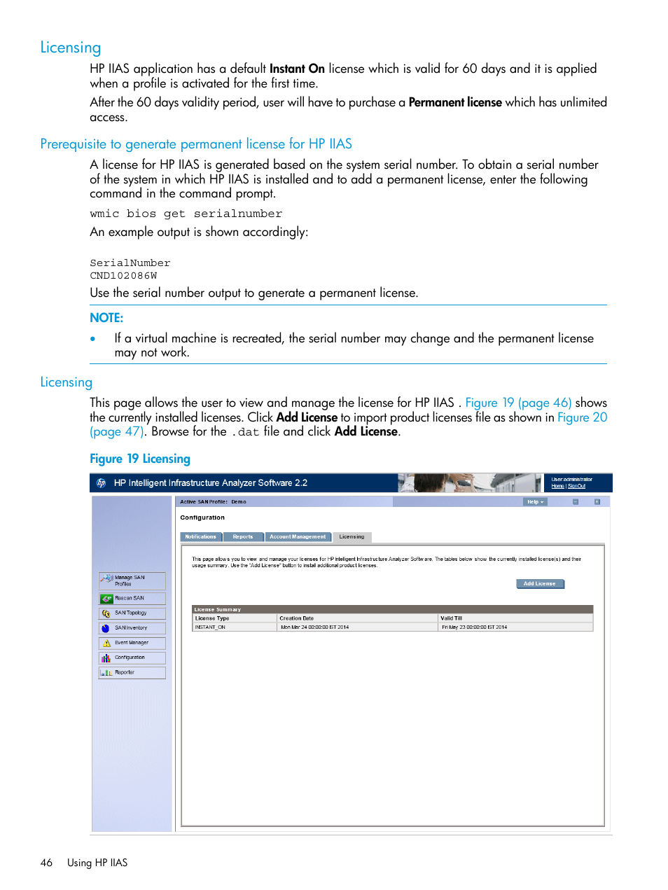 Licensing | HP Intelligent Infrastructure Analyzer Software User Manual | Page 46 / 63