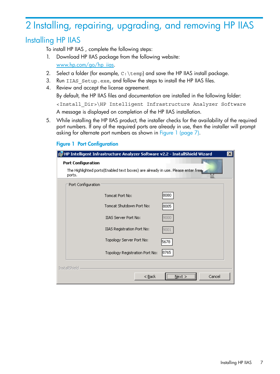 Installing hp iias | HP Intelligent Infrastructure Analyzer Software User Manual | Page 7 / 63