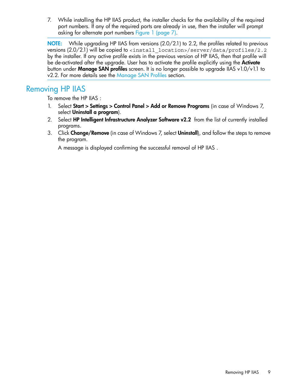 Removing hp iias | HP Intelligent Infrastructure Analyzer Software User Manual | Page 9 / 63