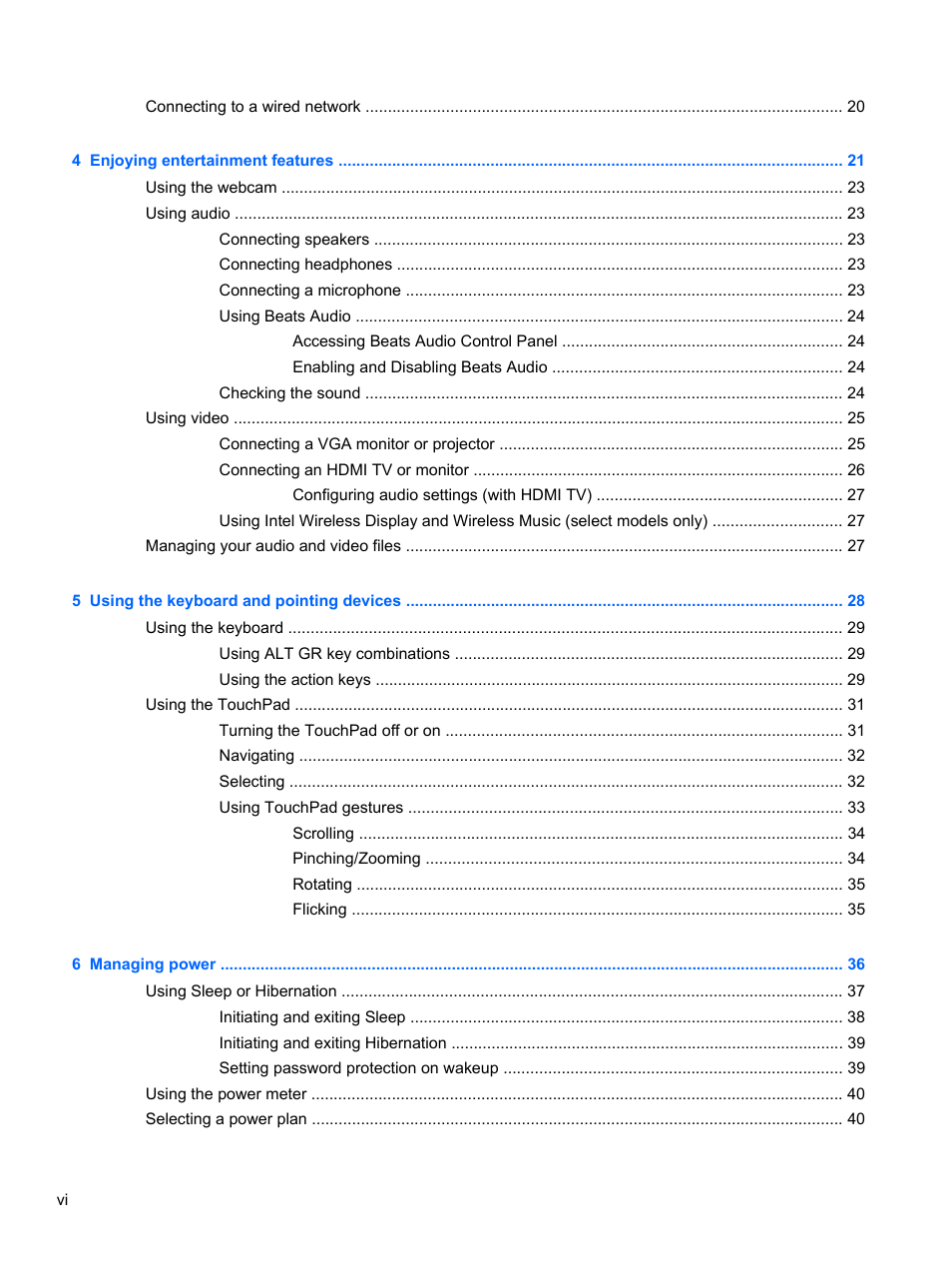 HP Pavilion dv4-5110us Entertainment Notebook PC User Manual | Page 6 / 105