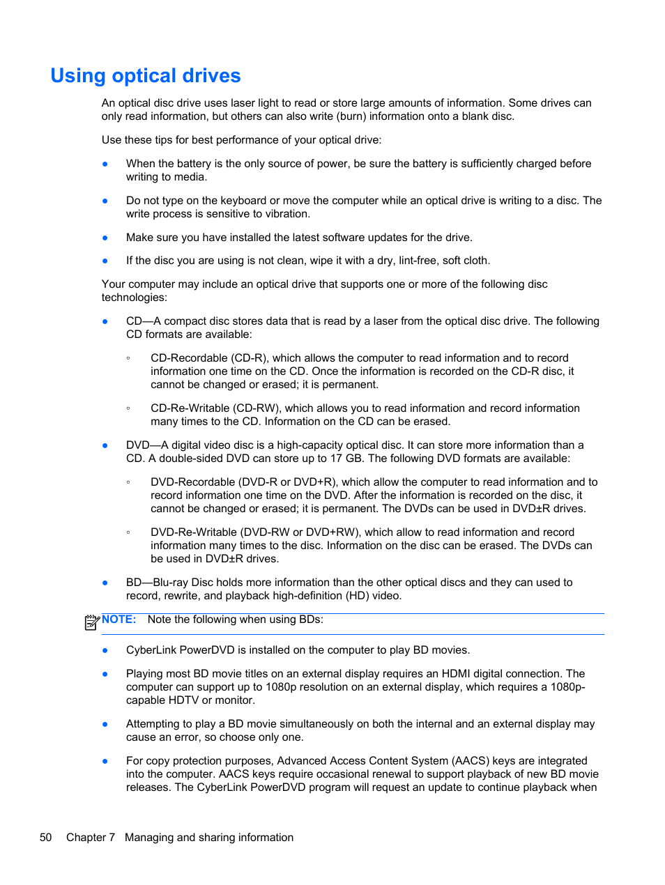 Using optical drives | HP Pavilion dv4-5110us Entertainment Notebook PC User Manual | Page 60 / 105