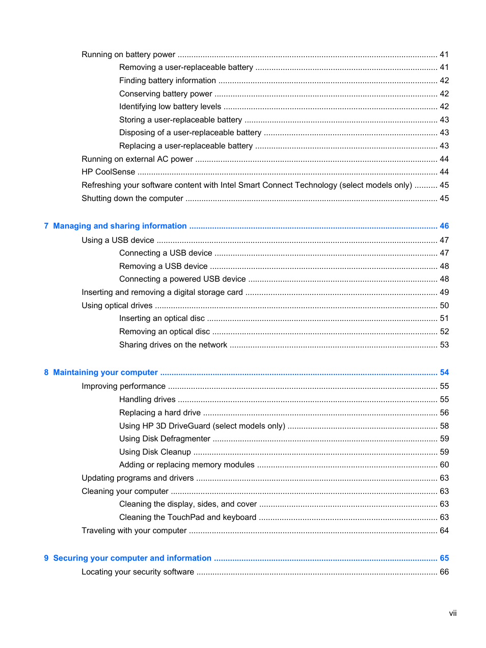 HP Pavilion dv4-5110us Entertainment Notebook PC User Manual | Page 7 / 105