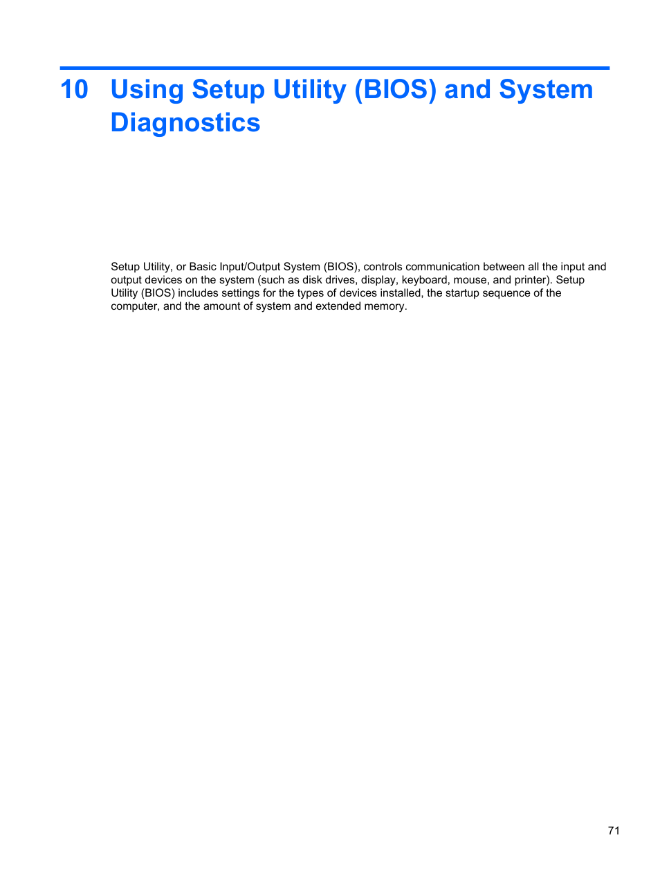 Using setup utility (bios) and system diagnostics | HP Pavilion dv4-5110us Entertainment Notebook PC User Manual | Page 81 / 105