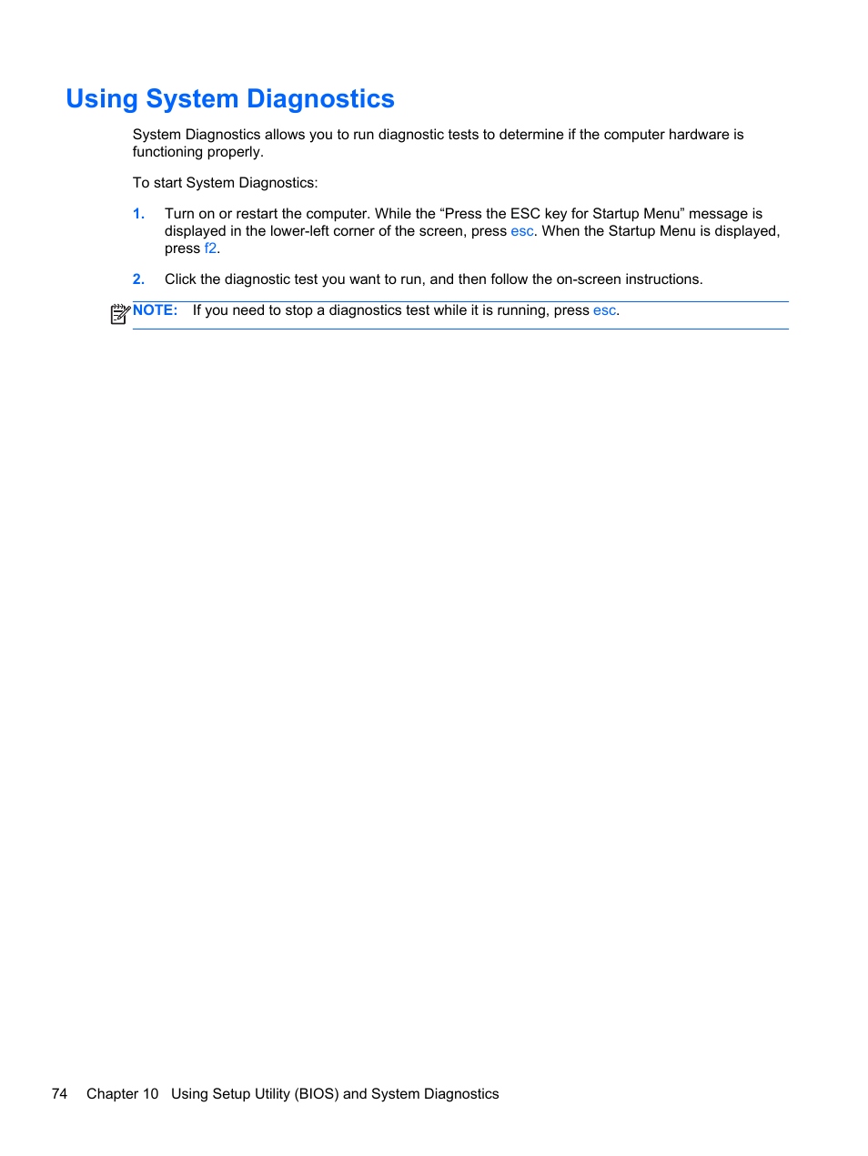 Using system diagnostics | HP Pavilion dv4-5110us Entertainment Notebook PC User Manual | Page 84 / 105