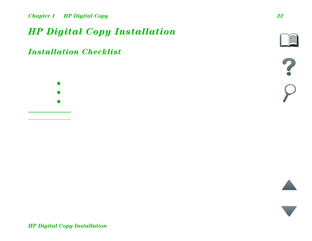 Hp digital copy installation, Installation checklist | HP LaserJet 8100 Multifunction Printer series User Manual | Page 22 / 88