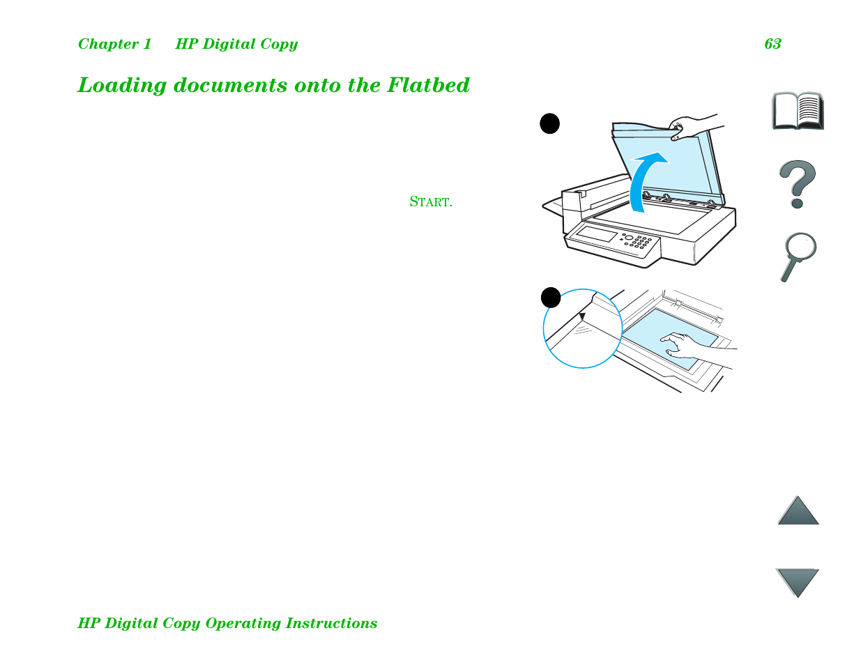 Loading documents onto the flatbed | HP LaserJet 8100 Multifunction Printer series User Manual | Page 63 / 88