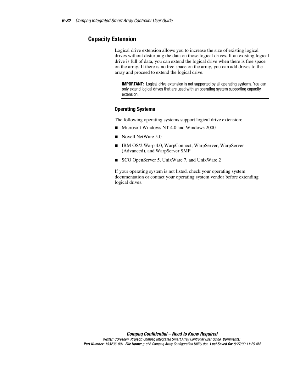 Capacity extension, Capacity extension -32 | HP Compaq Integrated Smart Array Controller User Manual | Page 100 / 147