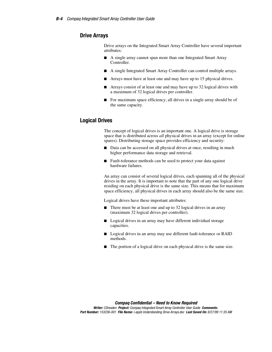 Drive arrays, Logical drives | HP Compaq Integrated Smart Array Controller User Manual | Page 110 / 147